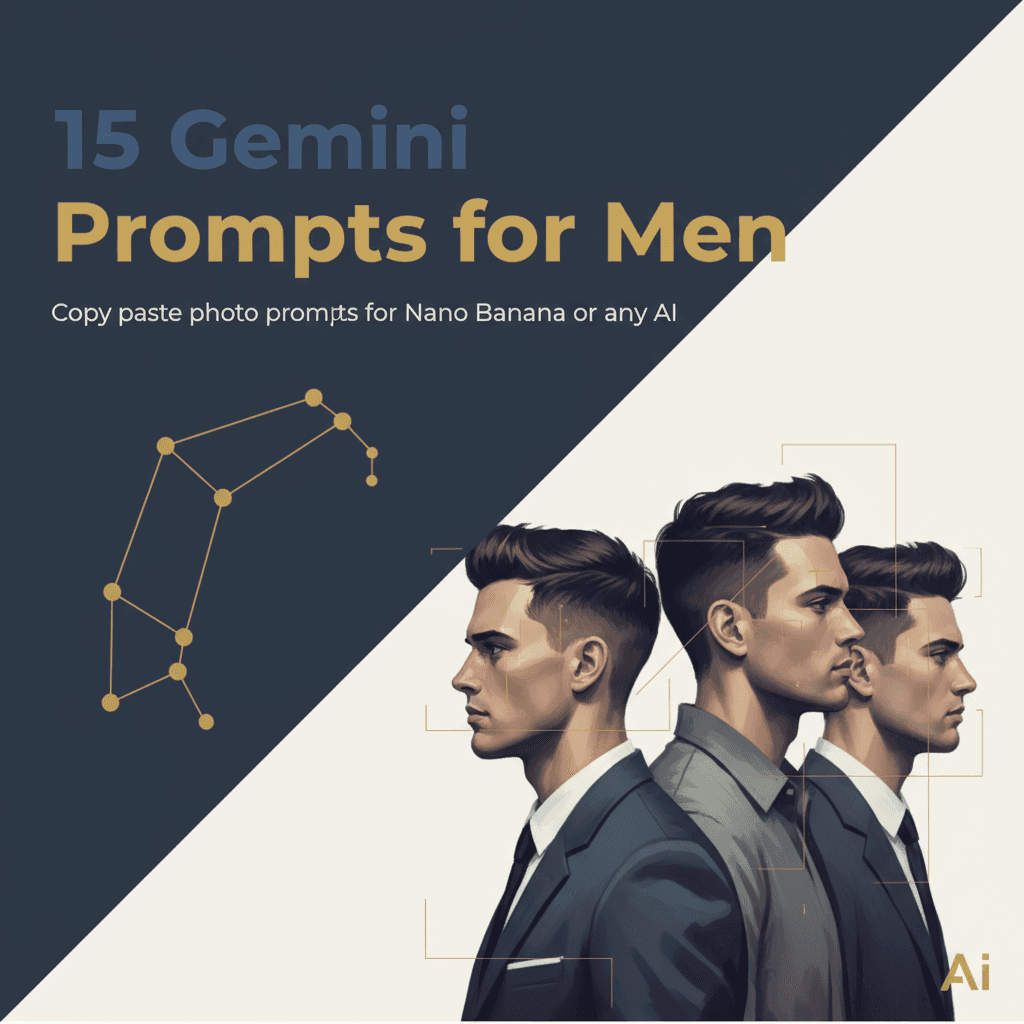 15 Gemini Prompts for Men, Copy paste photo prompts for Nano Banana or any AI