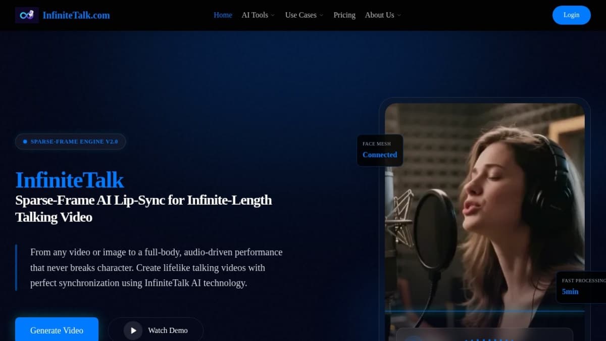 InfiniteTalk AI Lip-Sync Talking Video Generator